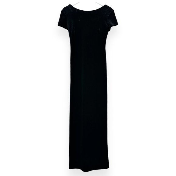 Vintage Dresses & Skirts - Black Velvet Made in USA Vintage Donna Short Sleeve Maxi Dress